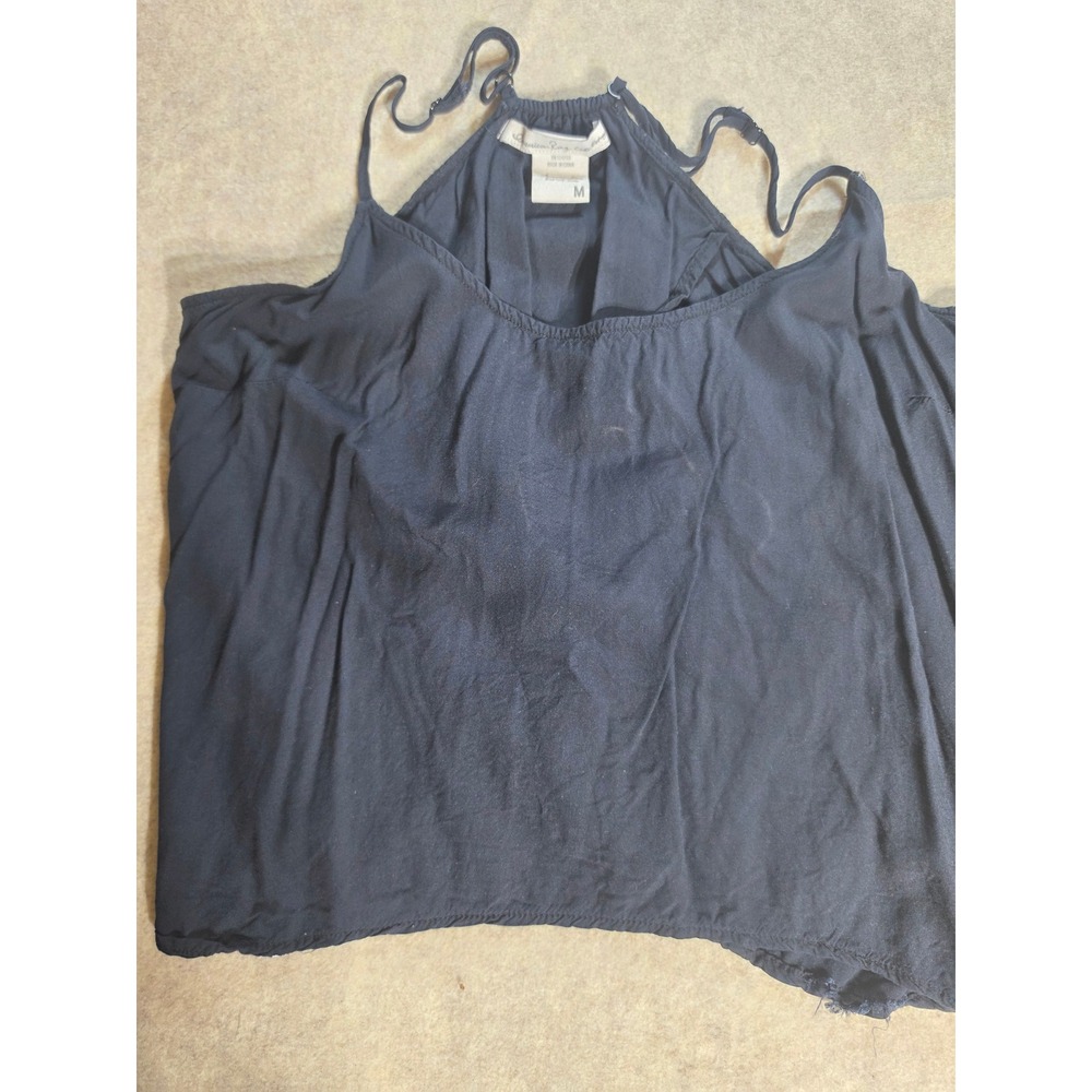 American Rag Black Crossover Open Back Camisole Top Adjustable Straps Size M